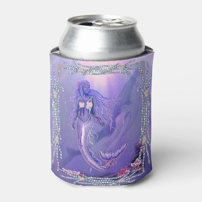 Purple ocean mermaid can cooler (Can Front)