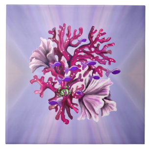 Purple ocean mermaid ceramic tile