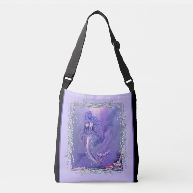 Purple Ocean Mermaid Crossbody Bag (Front)