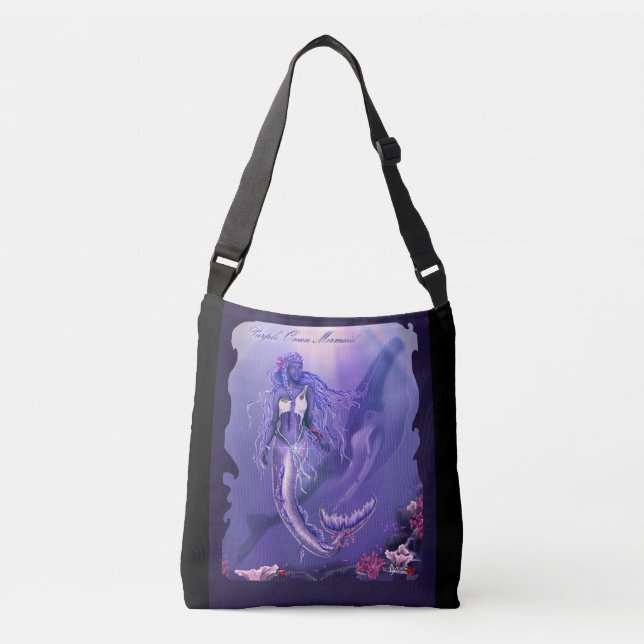 Purple Ocean Mermaid Crossbody Bag (Front)