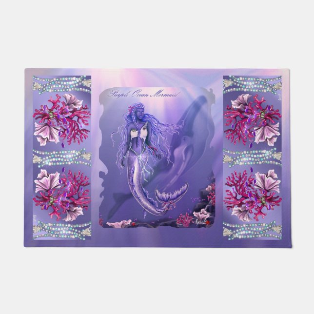 Purple Ocean Mermaid Doormat (Front)