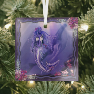 Purple ocean mermaid glass tree decoration