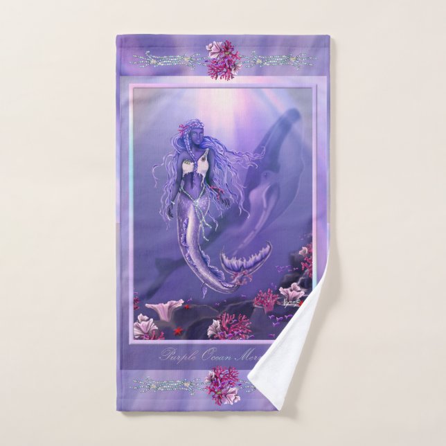 Purple Ocean Mermaid Hand Towel (Hand Towel)