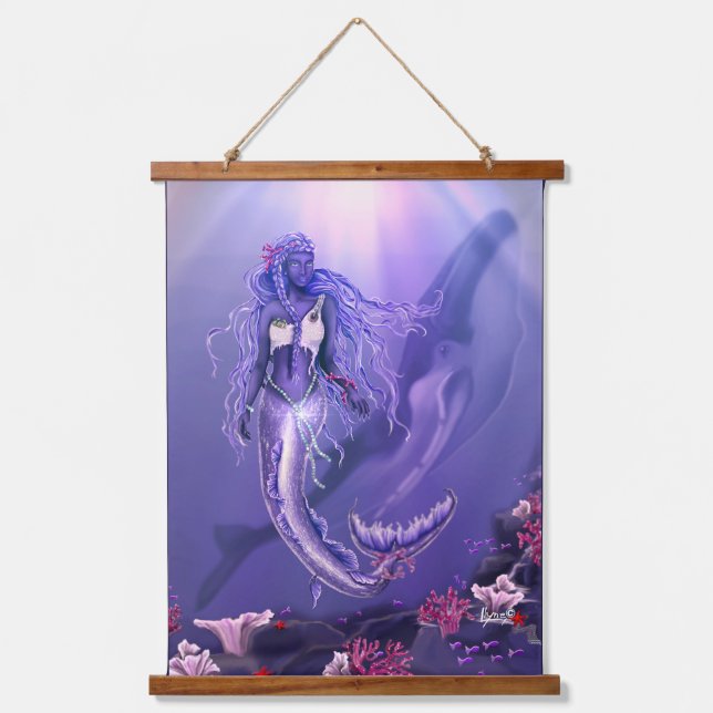 Purple Ocean Mermaid hanging tapestry (Front)