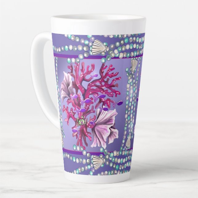 Purple ocean mermaid latte mug (Left Angle)