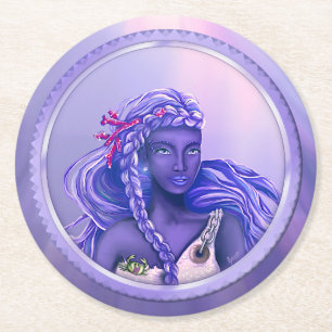 Purple Ocean Mermaid Paper Coaster