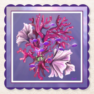 Purple Ocean Mermaid Paper Coaster