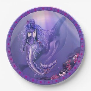 Purple Ocean Mermaid Paper Plate