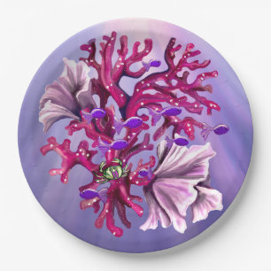Purple Ocean Mermaid Paper Plate