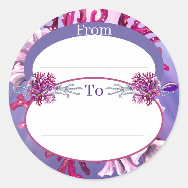 Purple Ocean Mermaid round sticker (Front)