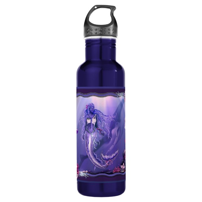 Purple ocean mermaid stainless steel water bottle (Front)