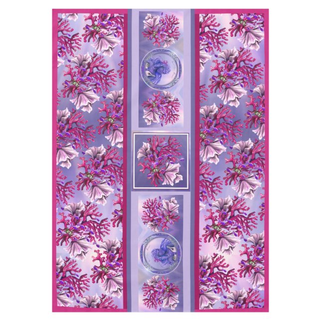 Purple Ocean Mermaid Tablecloth (Front)