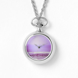 Purple Ocean & Sky Silver Wraparound Watch