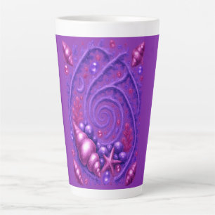 Purple Ocean Spiral Seashell Fantasy Art   Mystica Latte Mug