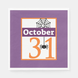 Purple October 31 Halloween Party Napkin