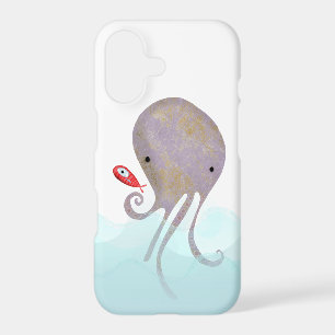 Purple Octopus colourful fantasy waves swimming
