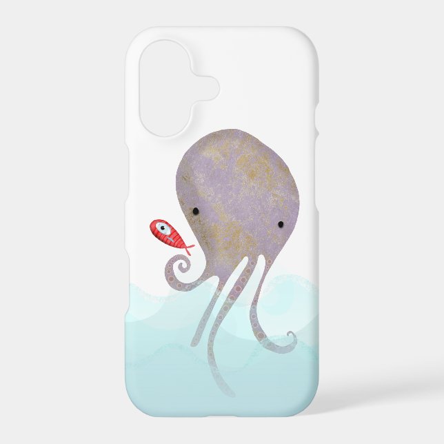 Purple Octopus colourful fantasy waves swimming (Back)