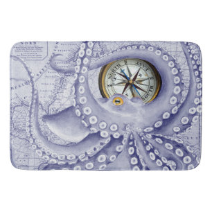 Purple Octopus Compass Bath Mat