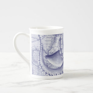 Purple Octopus Compass Bone China Mug