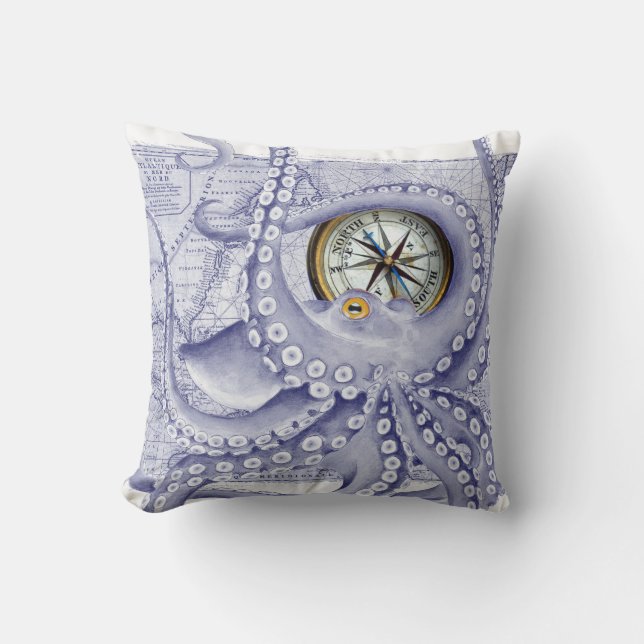Purple Octopus Compass Cushion (Front)