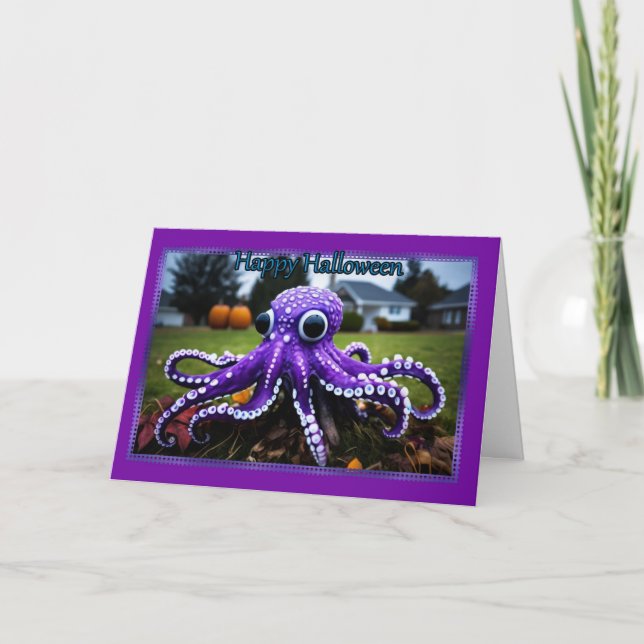 Purple Octopus Halloween Card (Front)