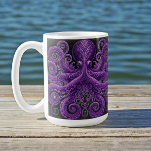 Purple Octopus Victorian Steampunk Kraken Coffee Mug