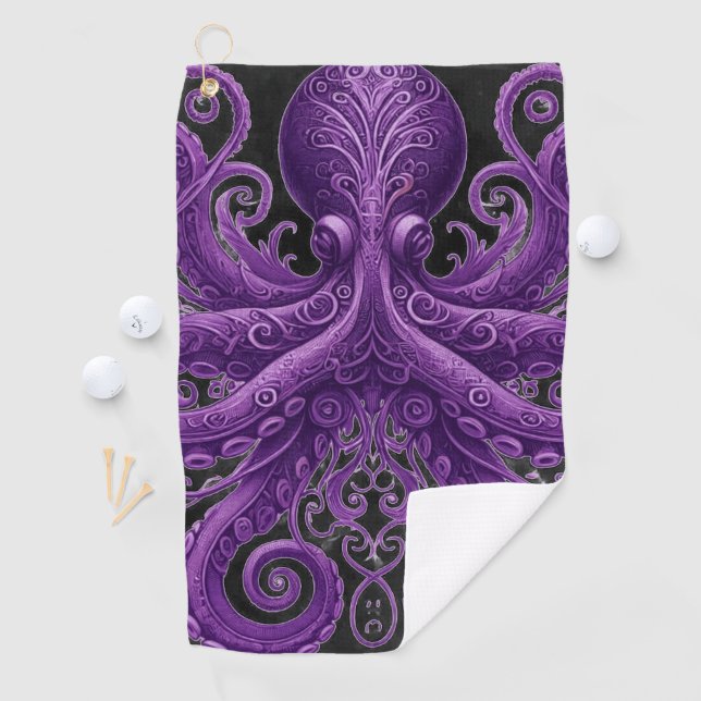 Purple Octopus Victorian Steampunk Kraken  Golf Towel (InSitu)