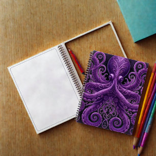 Purple Octopus Victorian Steampunk Kraken  Notebook