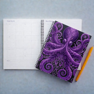 Purple Octopus Victorian Steampunk Kraken  Planner