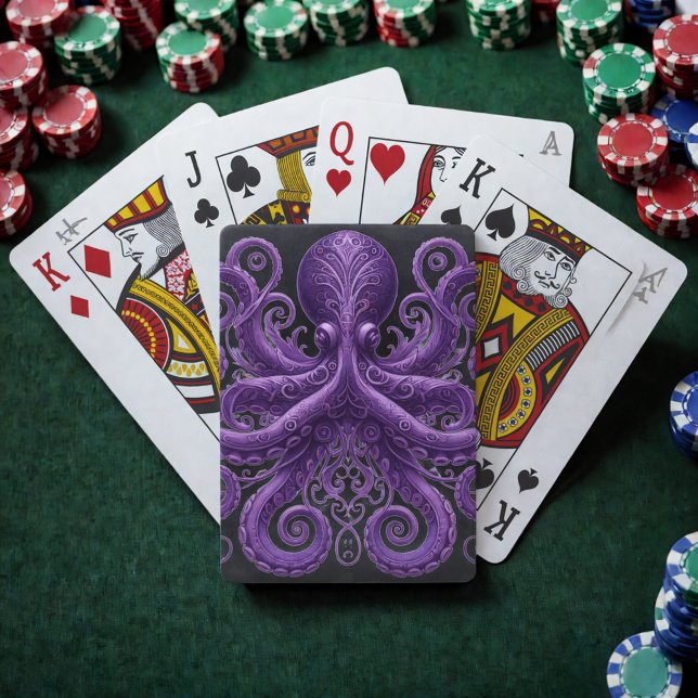 Purple Octopus Victorian Steampunk Kraken  Playing Cards (Creator Uploaded)