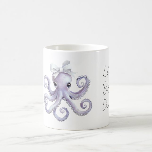 Purple Octopus White Bow Coffee Mug (Center)