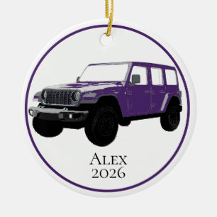 Purple Off-Road Utility Vehicle 7 slot grille Ceramic Tree Decoration
