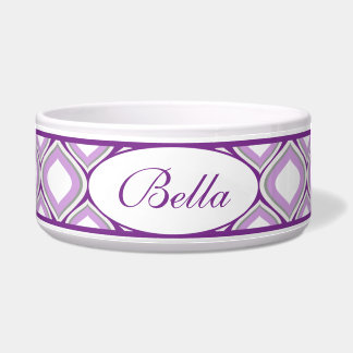Purple Ogee Personalised Ceramic Dog Bowl
