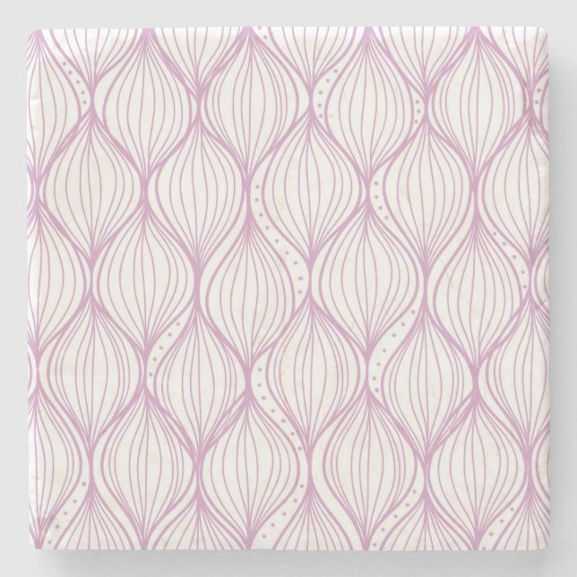 Purple ogee stripes pattern background stone coaster (Front)
