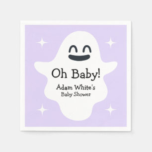 Purple Oh Baby Happy Ghost Halloween Baby Shower Napkin