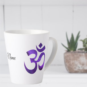 Purple Om Symbol, Name, 12oz or 17oz Latte Mug