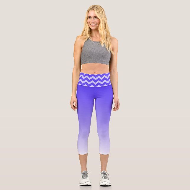 Purple Ombre and chevron Capri Leggings (Front)