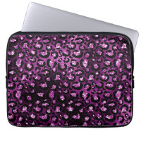 Purple Ombre & Black Glam Glitter Leopard Spots
