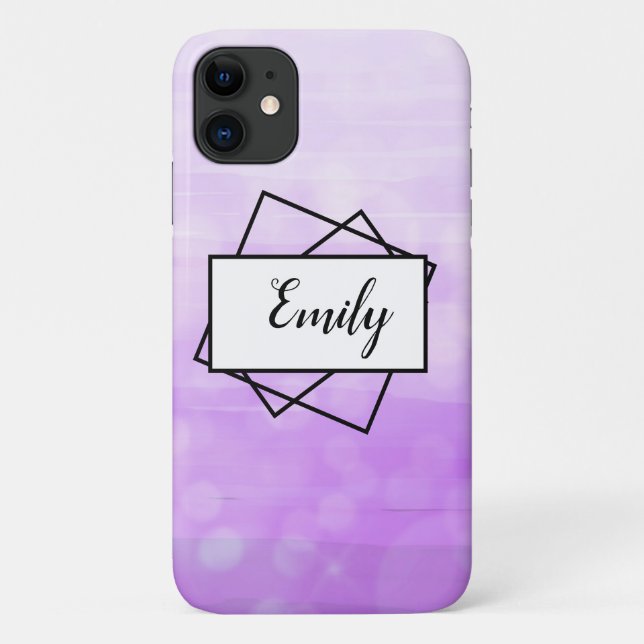 Purple Ombre Bokeh faded Pretty Name Case-Mate iPhone Case (Back)