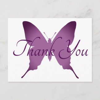 Purple Ombre Butterfly Silhouette Thank You Postcard