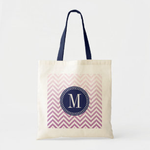 Purple Ombré Chevron Aztec Tribal Personalised Tote Bag