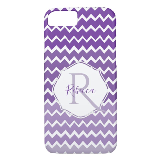 Purple Ombre Chevron Personalised iPhone Case (Back)