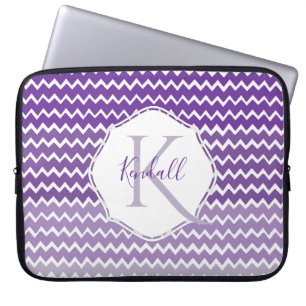 Purple Ombre Chevron Personalised Laptop Sleeve
