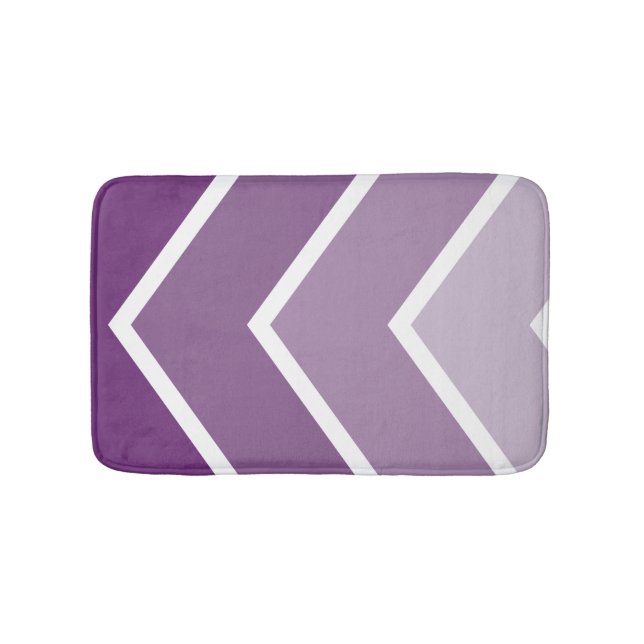 Purple Ombré Chevron Stripes Pattern Bath Mat (Front)