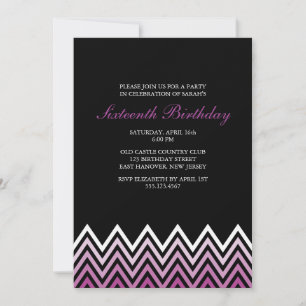 Purple Ombre Chevrons Birthday Invitation