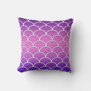 Purple Ombre Effect Japanese Wave Pattern Pillow