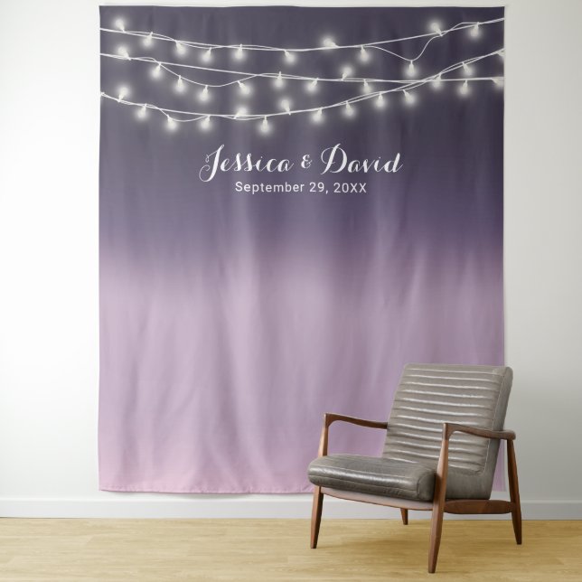 Purple Ombre Elegant Wedding Backdrops Tapestry (In Situ)