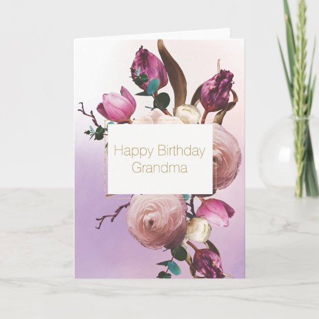 Purple Ombre Floral Card (Front)