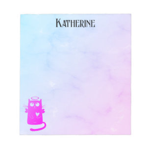 Purple Ombre Funny Angel Cat Notepad