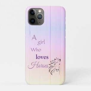 Purple Ombré Girl Loves Horses Script iPhone 11 Pro Case